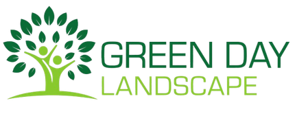 Logo for Green Day Landscape: a tree with a green human-like shape, leaves, and text.