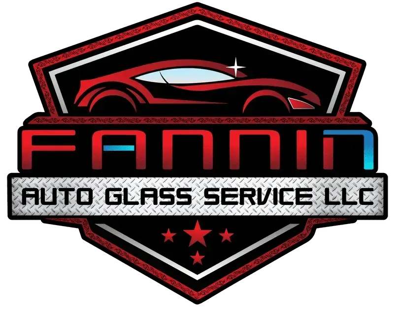 Fanini Auto Glass Service LLC logo with red sports car on black shield