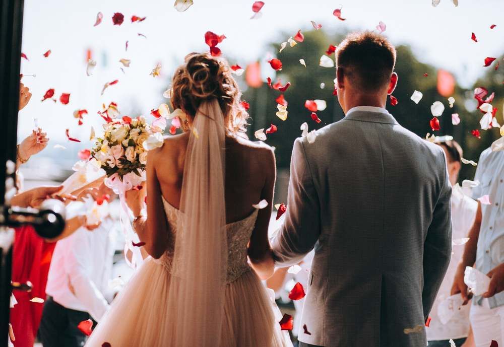 beautiful wedding couple enjoying there wedding party