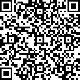 QR code, black and white matrix, containing encoded information.