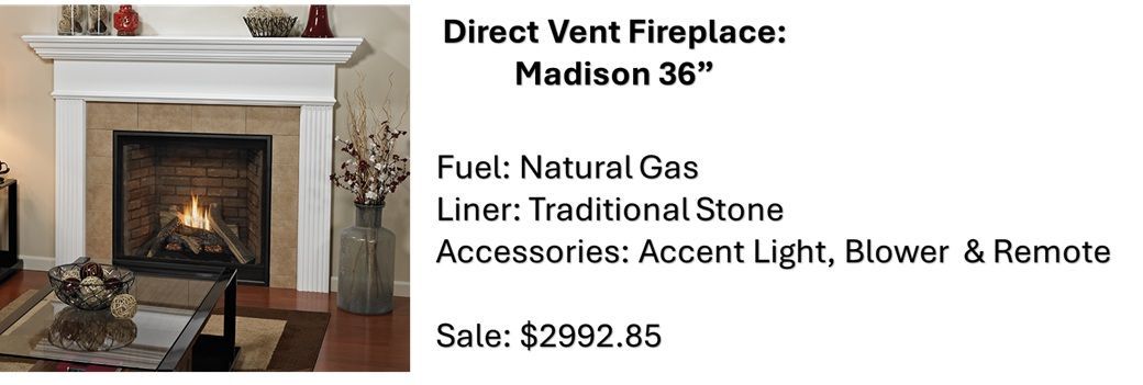 Madison 36 Inch Direct Vent Fireplace