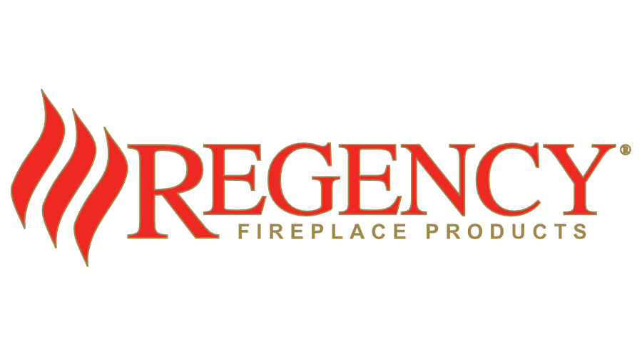 Regency Fireplace Products logo in red text with stylized flame icon
