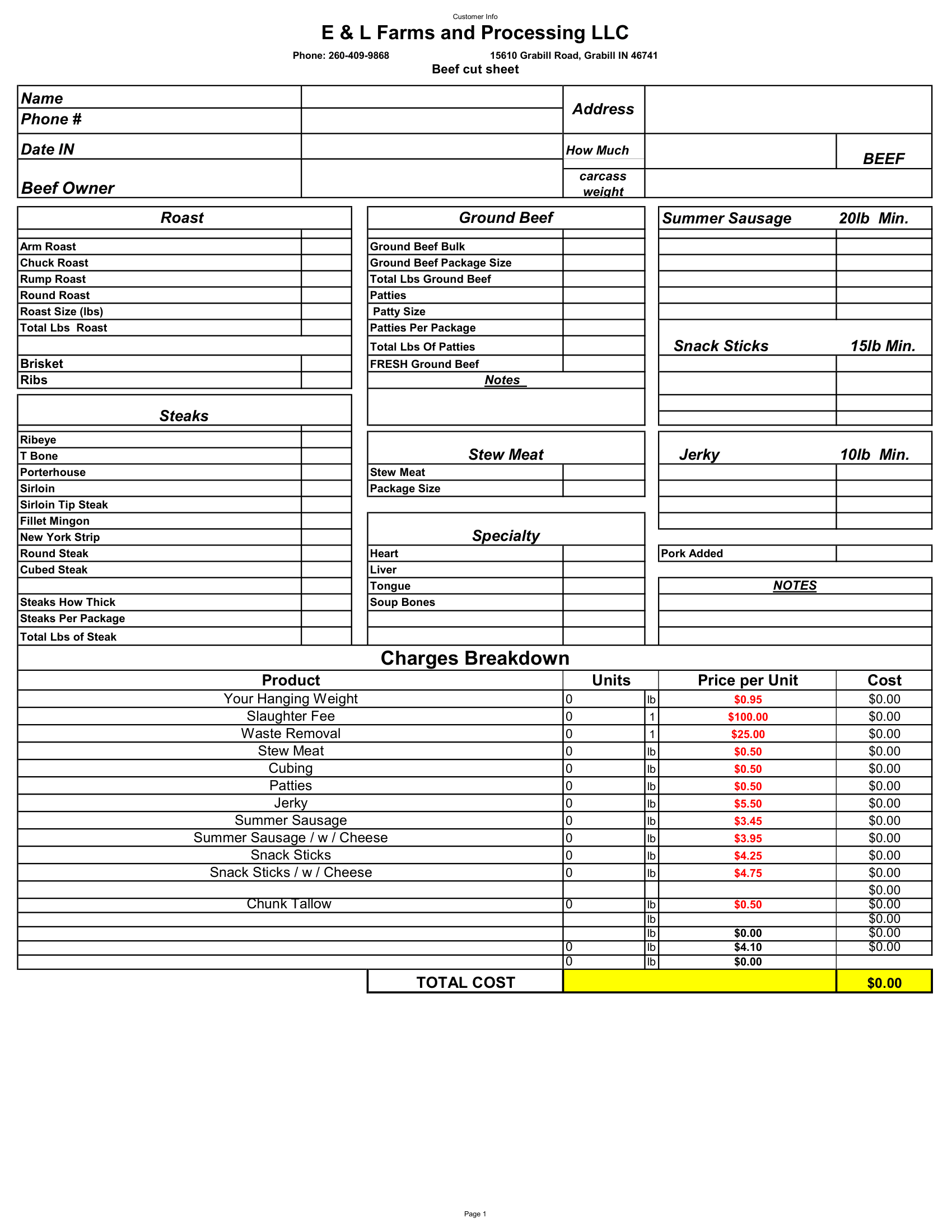 Blurry black-and-white financial form with tables, line items, and a yellow total row at the bottom