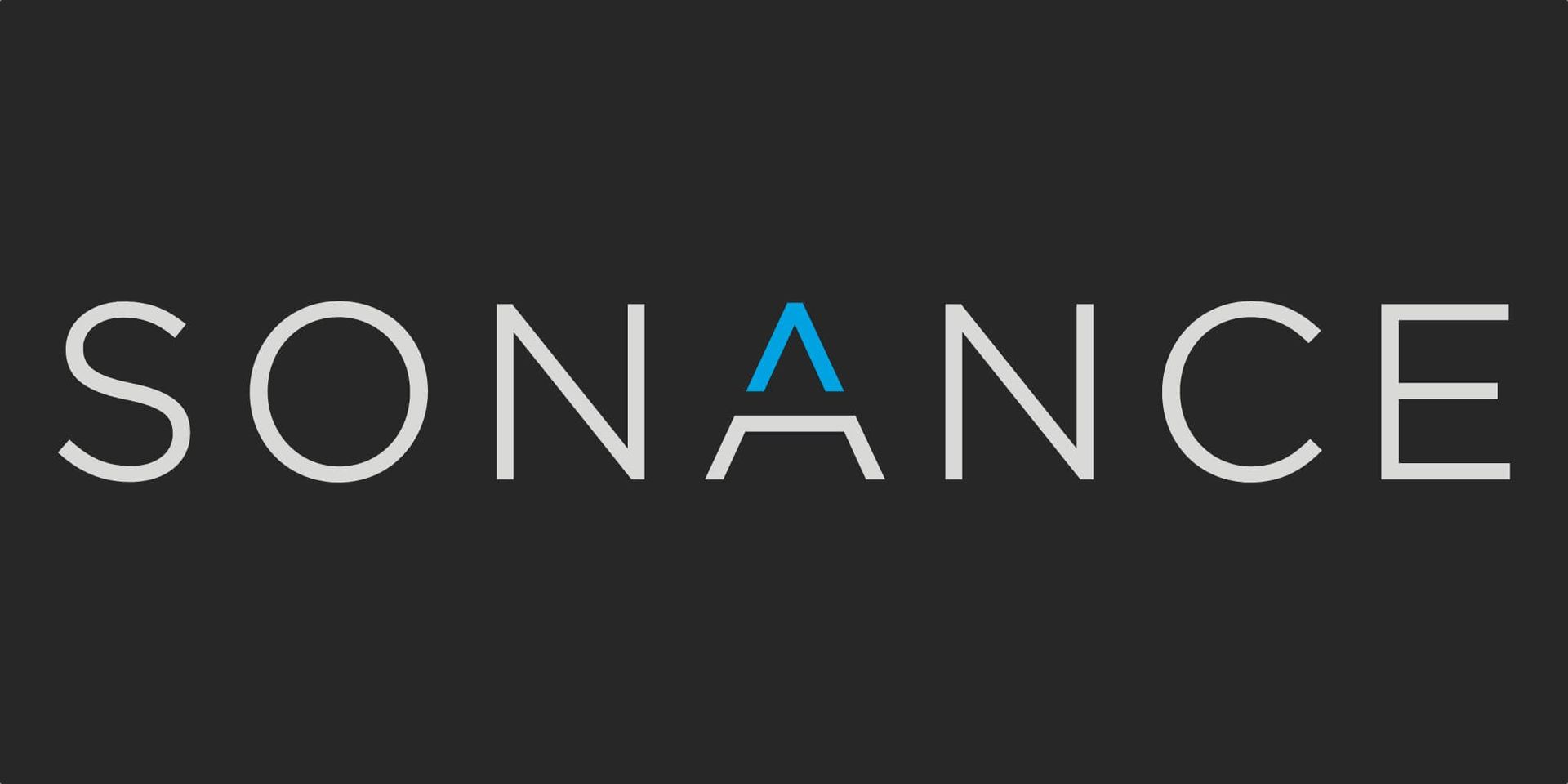 Sonance logo on a black background. 