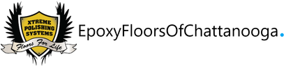 EpoxyFloorsOfChattanooga logo with yellow seal and black text on a white background