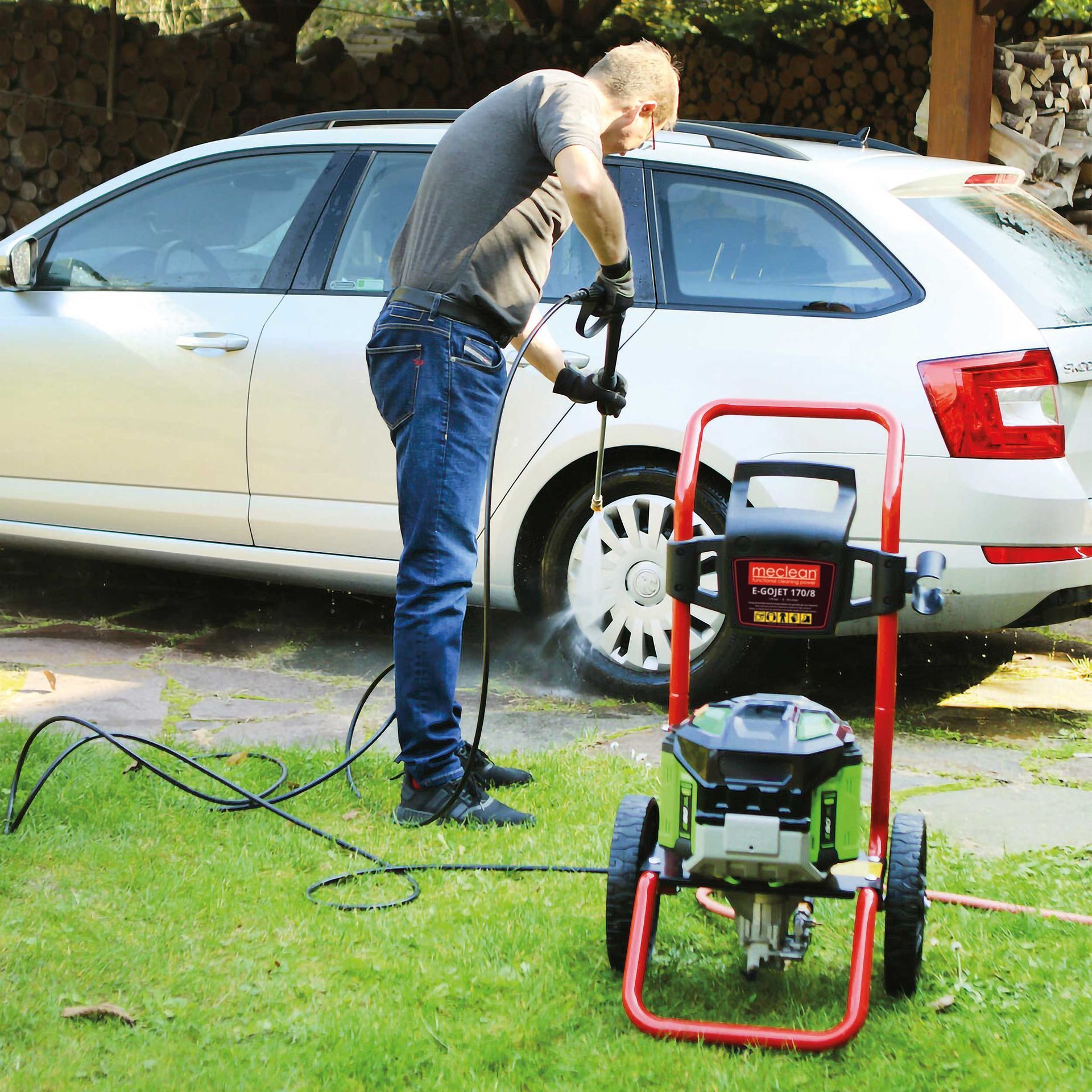 Meclean nettoyeur haute pression a eau froide entrainement par batterie E-GOJET 170-8 lavage de voitures