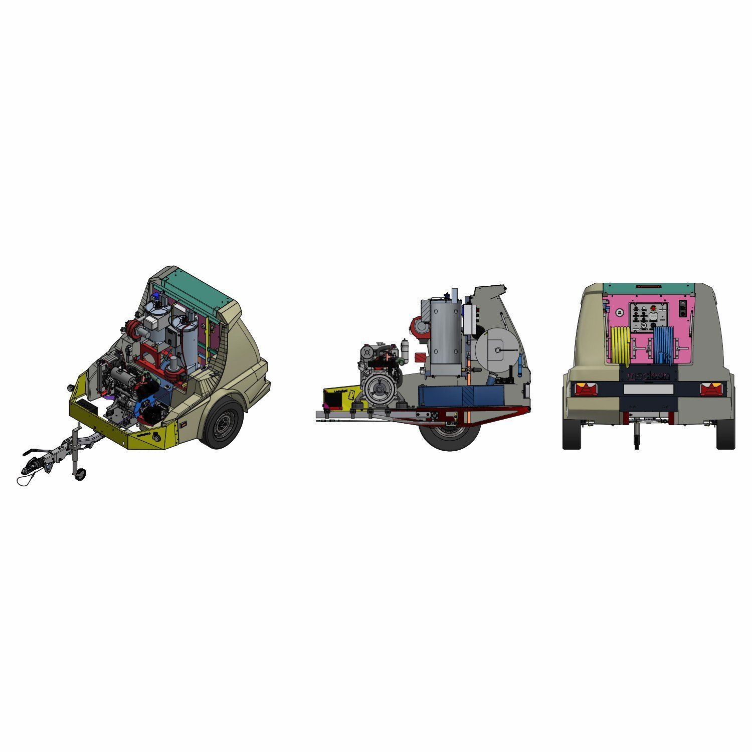 Meclean remorque haute pression Trailerjet TJL 500/15 entrainement par moteur diesel dessin