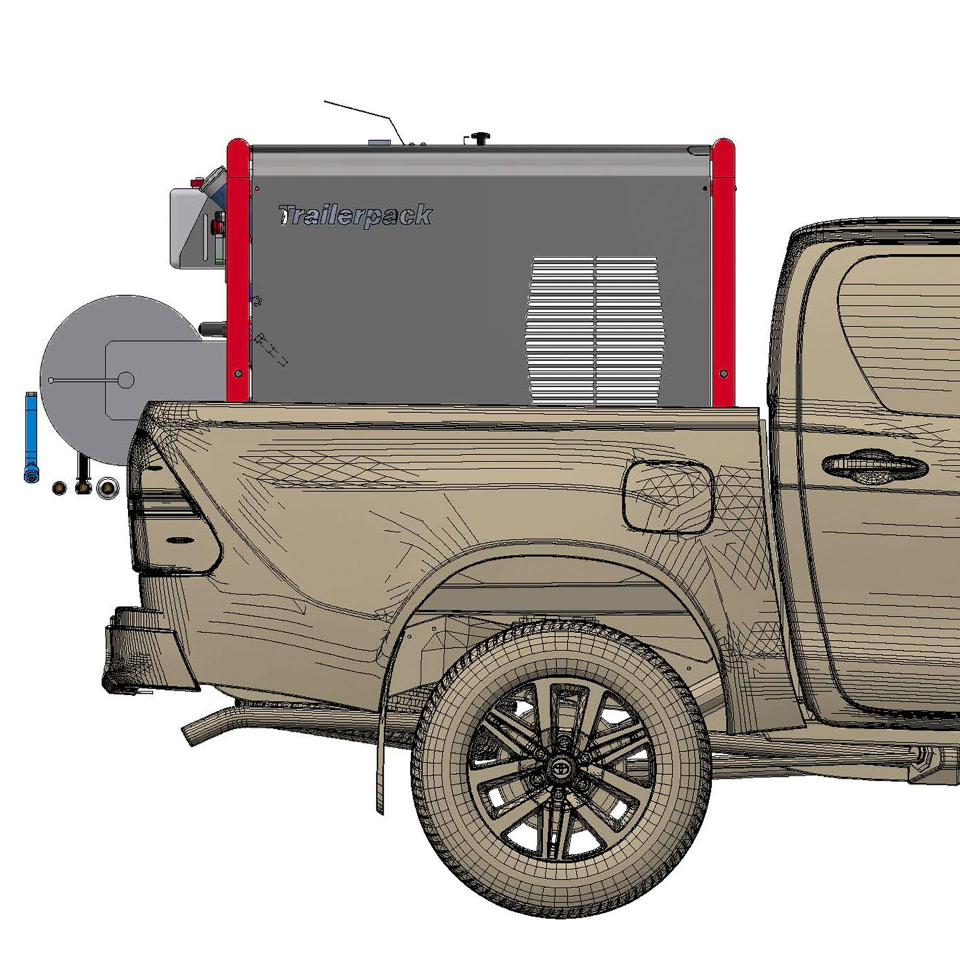 Meclean unité haute pression pour installation Trailerpack TP 200/21 render vue de cote