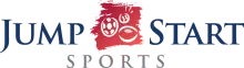 The logo for jump start sports has a soccer ball on it.