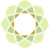 A green and yellow circle with a white center on a white background