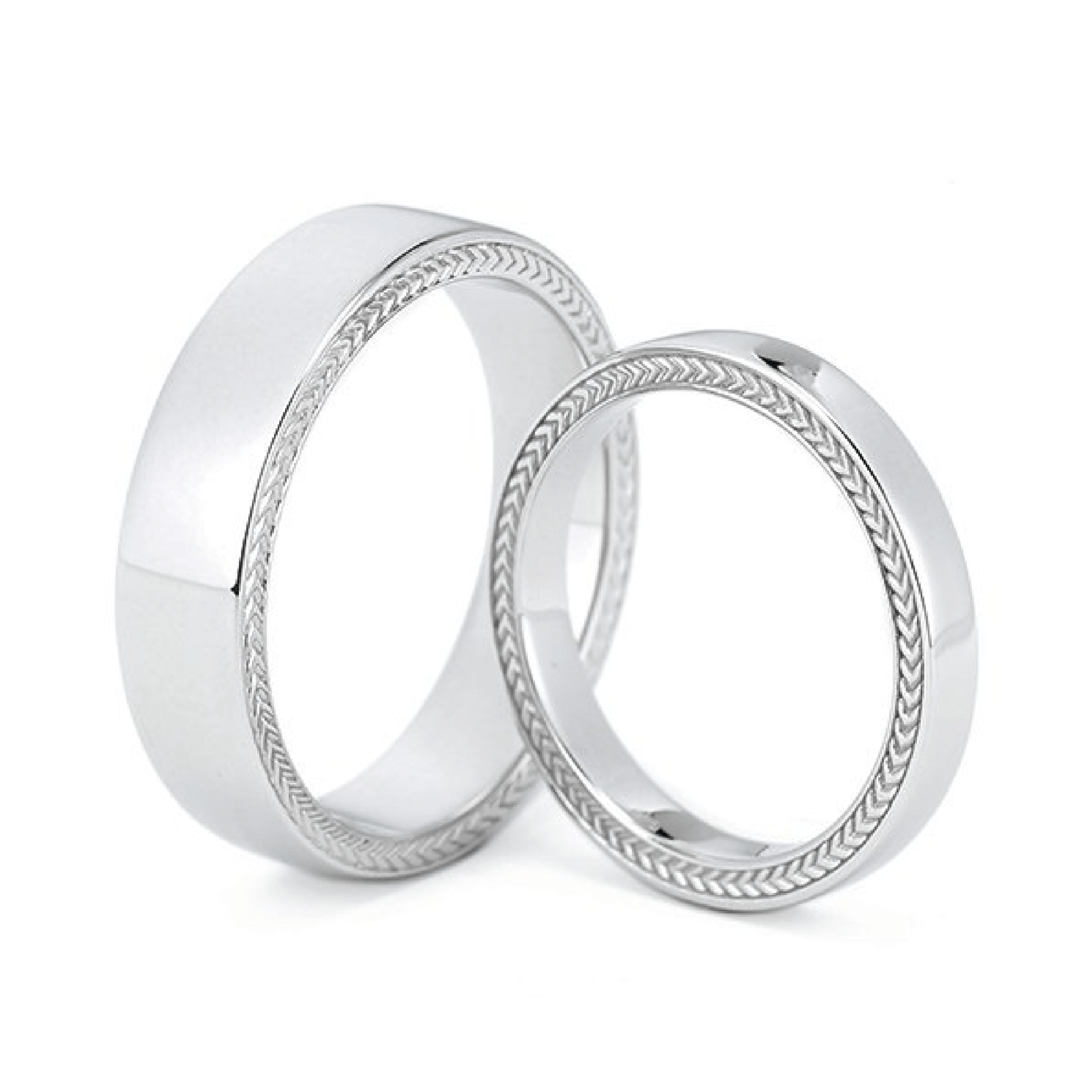 two white gold bands