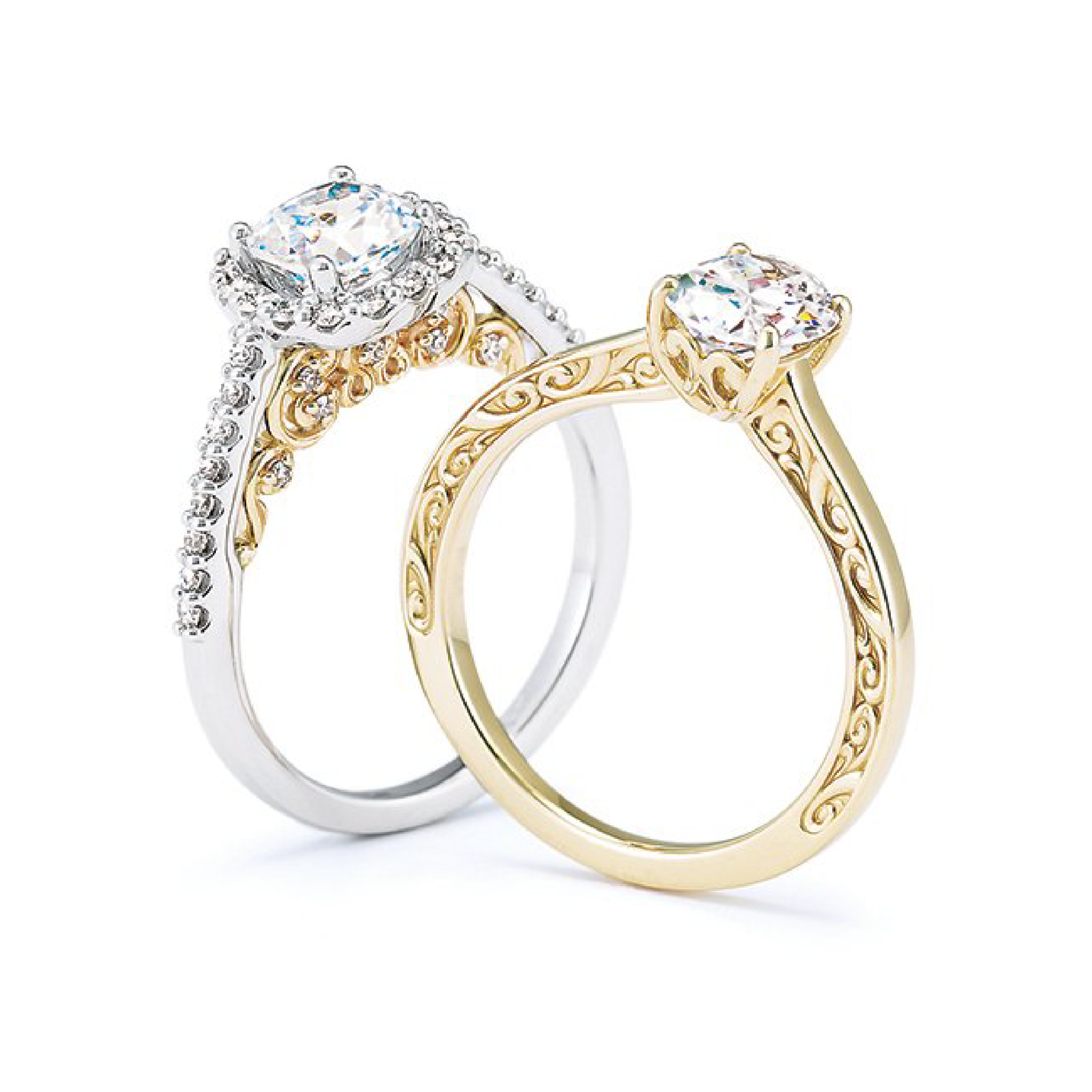 white and yellow gold rings