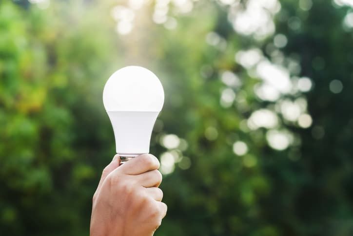 A person is holding a light bulb in their hand. A person is holding a light bulb in their hand.