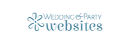 Wedding Party Websites logo with blue flower icon and light blue text on white background