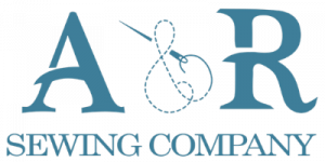 A&R Sewing Company logo in blue with stylized letters and a thread-sewn ampersand