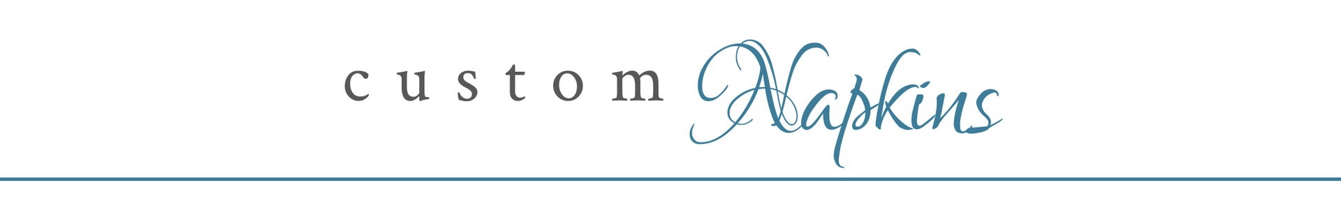 Custom Napkins logo in black and blue script on a white background