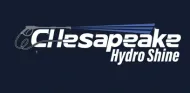 Chesapeake Hydro Shine logo in white italic text on a dark blue background.