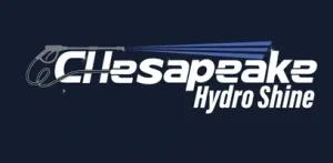 Chesapeake Hydro Shine logo in white italic text on a dark blue background.