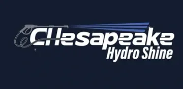 Chesapeake Hydro Shine logo in white italic text on a dark blue background.