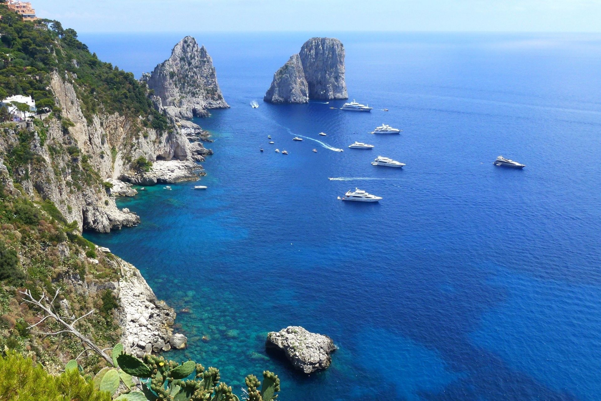 View of the Faraglioni rocks, a stop on the Capri tour