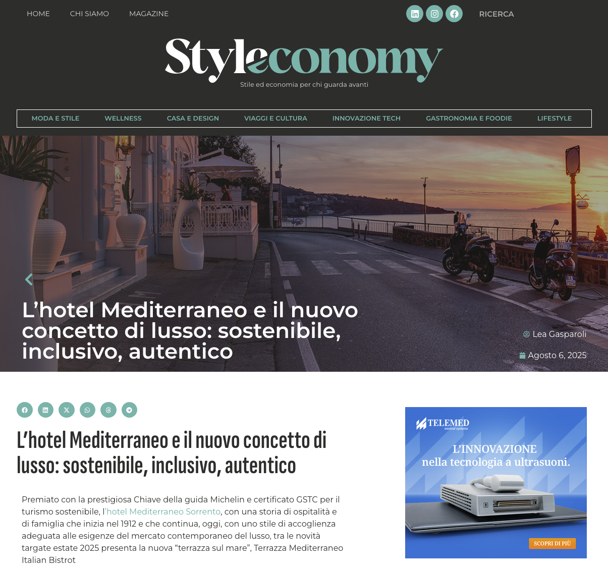 A digital article header from the website Styleconomy about a sustainable, inclusive, and authentic hotel concept.