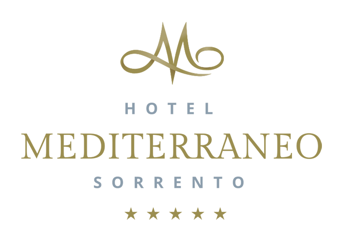 Logo for Hotel Mediterraneo in Sorrento, featuring a stylized 