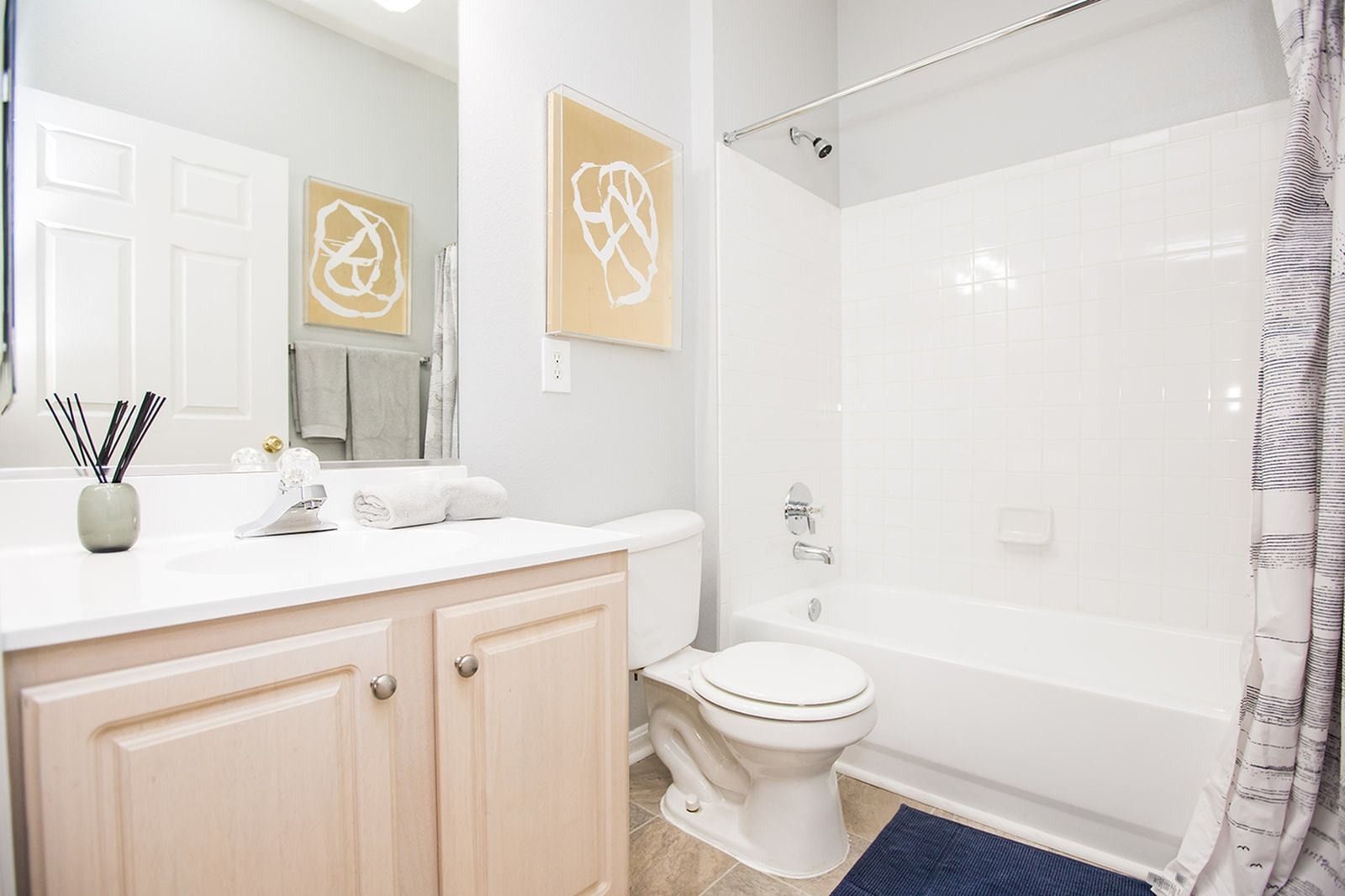 Bathroom tub at Park Station Apartments.
