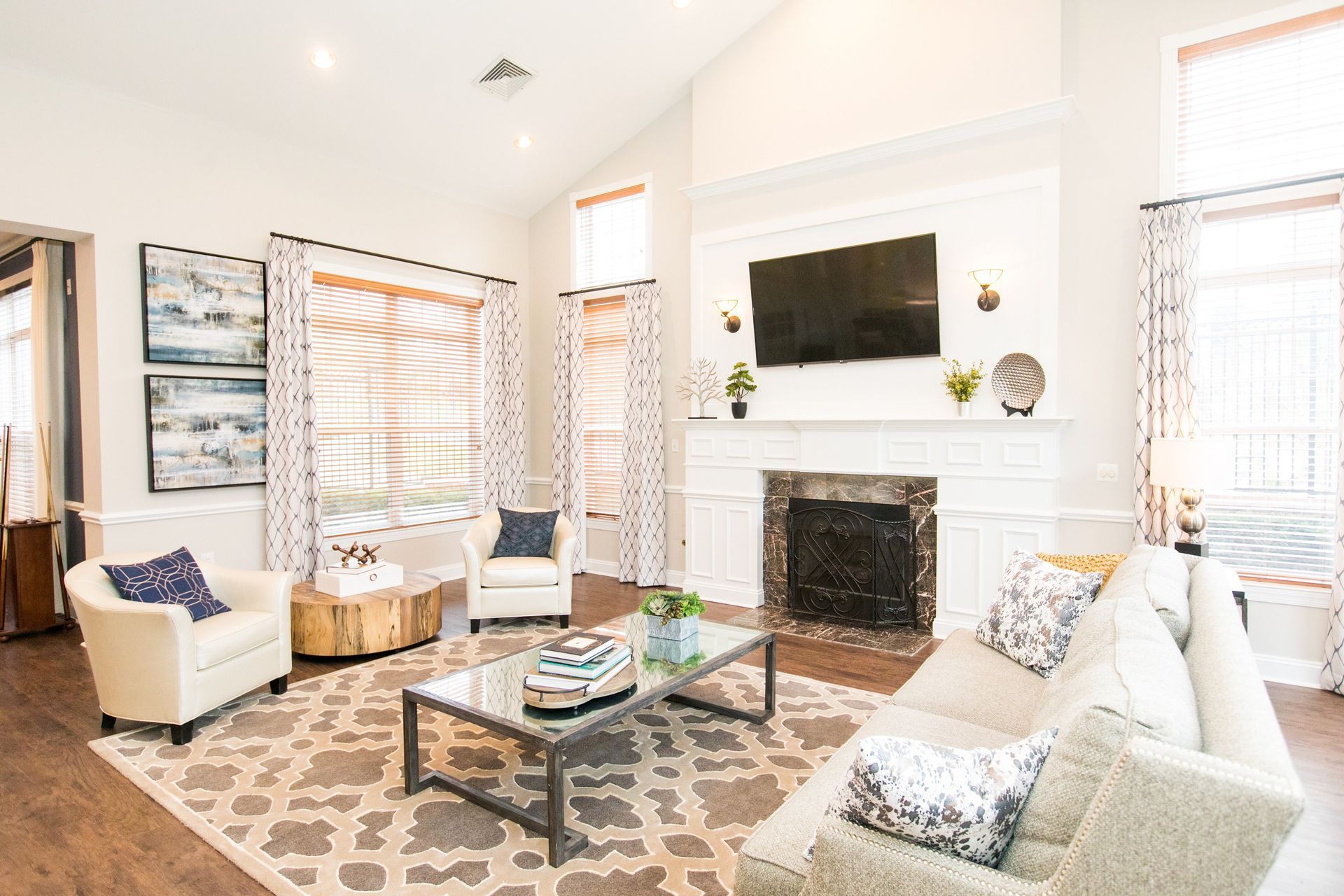 Community lounge area at Park Station Apartments.