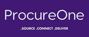 ProcureOne logo with purple background and tagline “.SOURCE .CONNECT .DELIVER”
