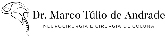 Logo de Dr. Marco Túlio de Andrade, neurocirurgia e cirurgia de coluna, en preto e branco.