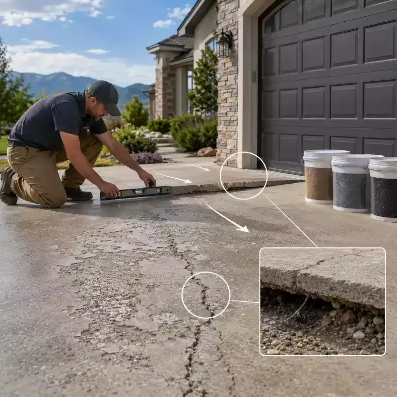 Denver concrete driveway freeze-thaw structural cutaway
