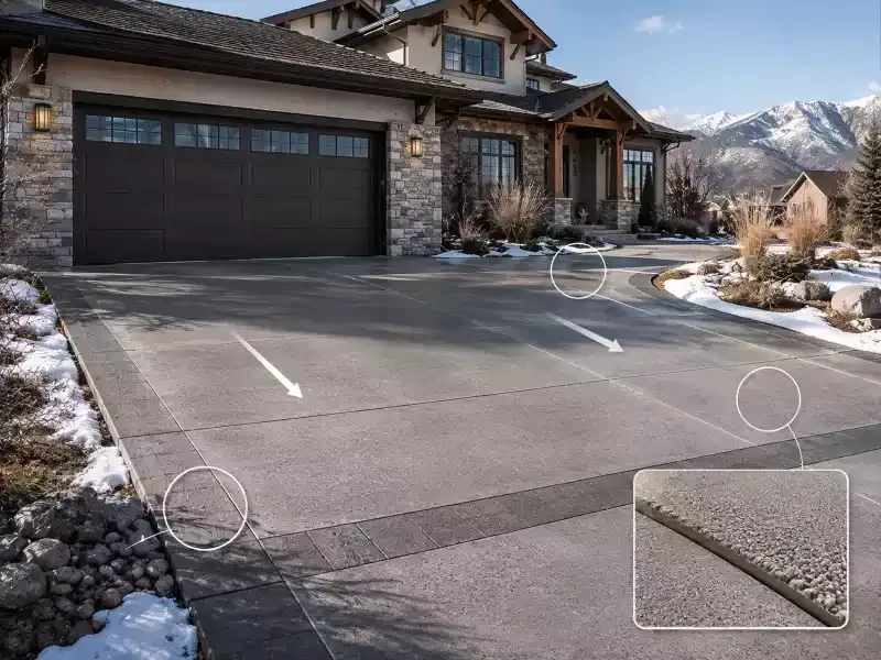 Denver decorative concrete driveway with drainage