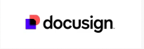 DocuSign logo: red and blue shapes next to the word