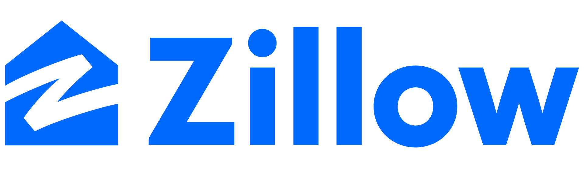 Zillow logo with a blue house and a blue