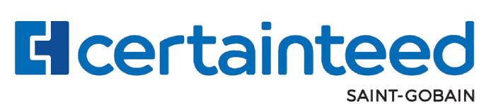 CertainTeed logo with blue graphic and text,