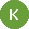The letter k is in a green circle on a white background.