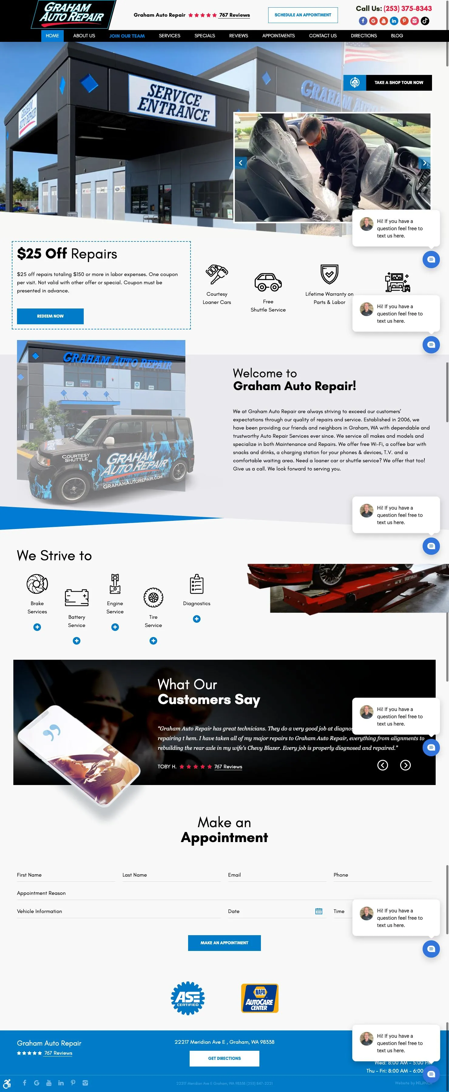 Car dealership website homepage with car banners, navigation icons, and promotional sections