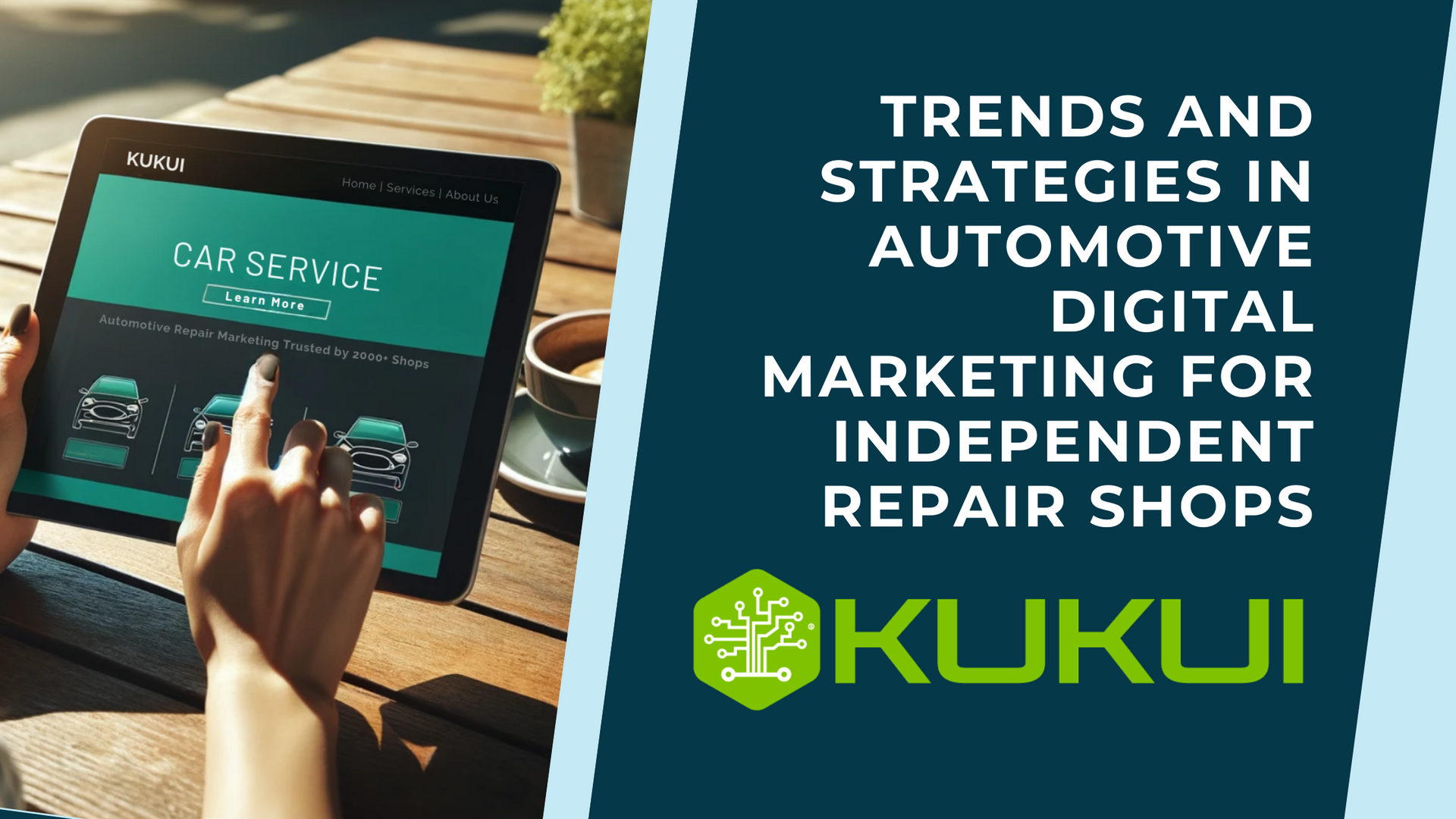 A person is holding a tablet with a car service website on it.