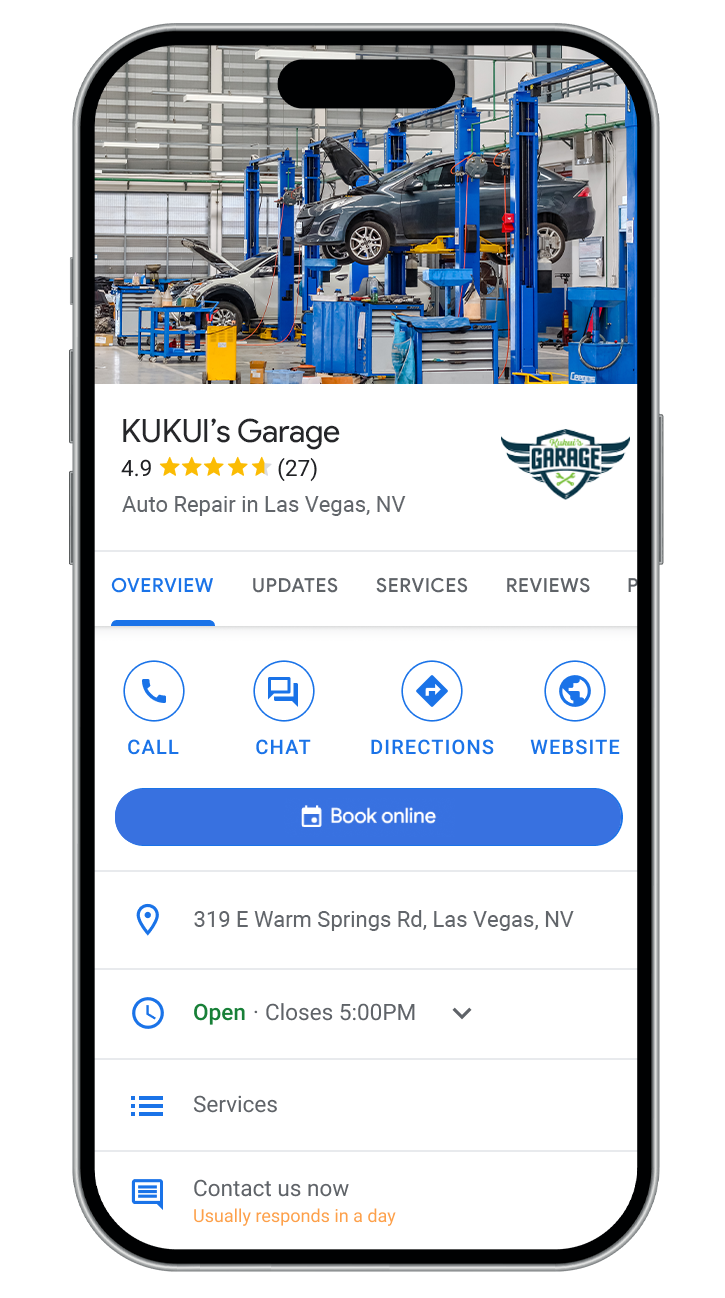 A cell phone with a picture of a garage scheduler on the screen.