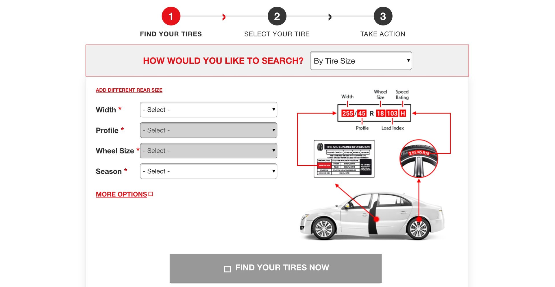 A screenshot of a website with a car on it.