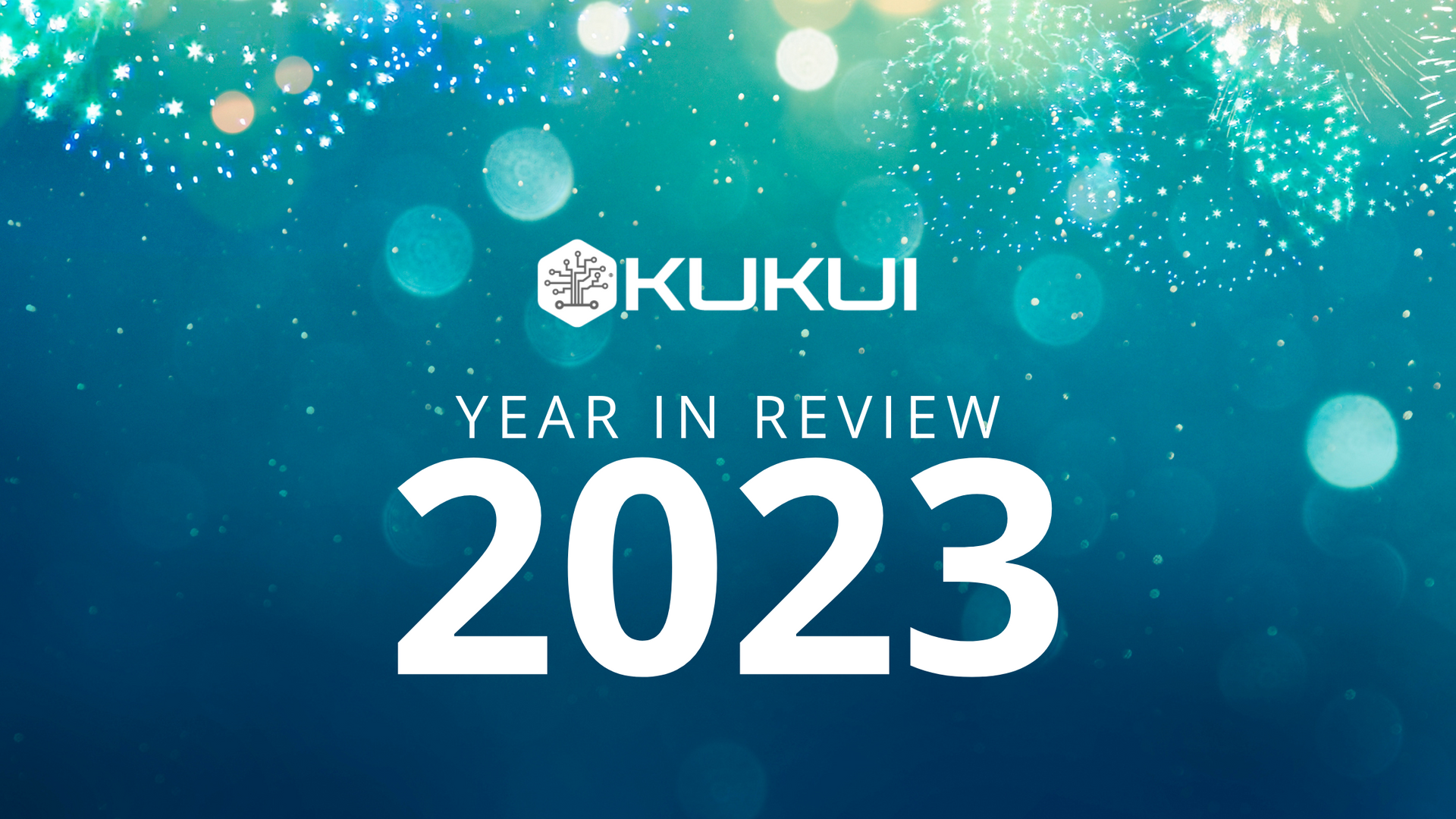 A blue background with the words year in review 2023 on it