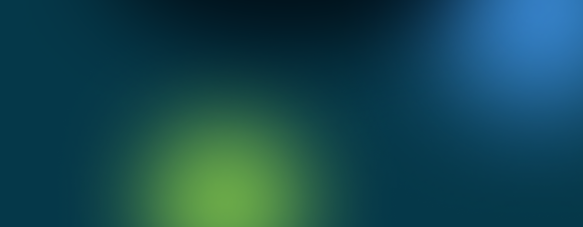 Abstract blue and green gradient background with soft blurred light spots