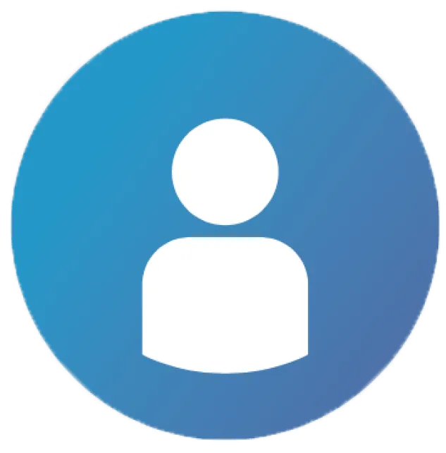 Blue circular user profile icon with a white person silhouette