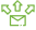 Green recycling symbol with three arrows around a box