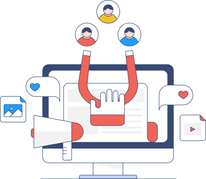 Five Steps to Build a Strong Online Presence | Icons representing building an engaging audience through website | KUKUI