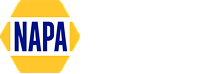 NAPA logo in blue text on a yellow hexagonal background