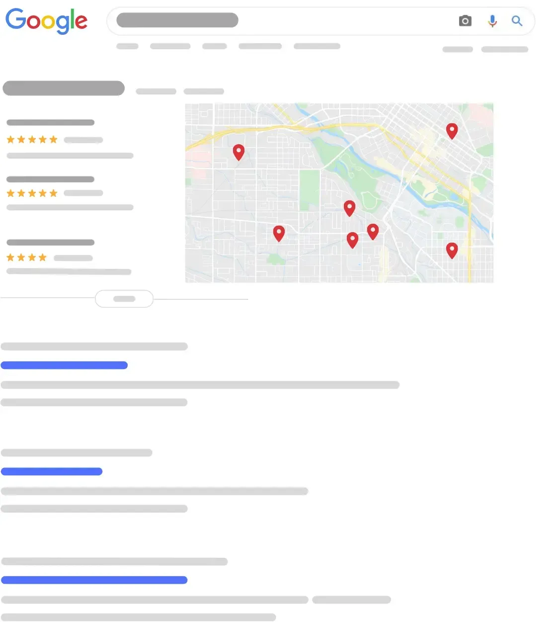 A screenshot of a google page showing a map of a city.