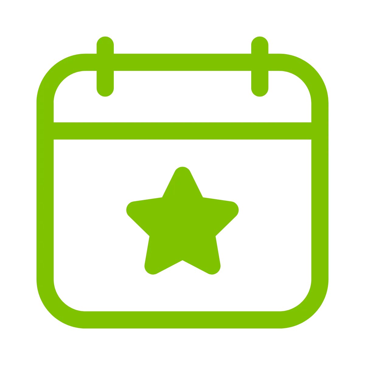 Green calendar icon with a star in the center