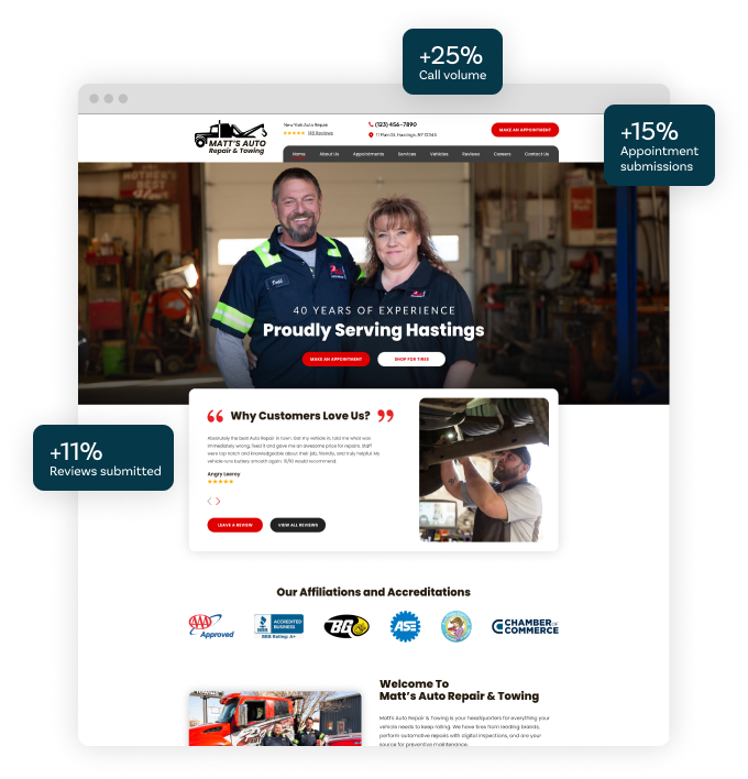 A man and a woman are standing next to each other on a website.