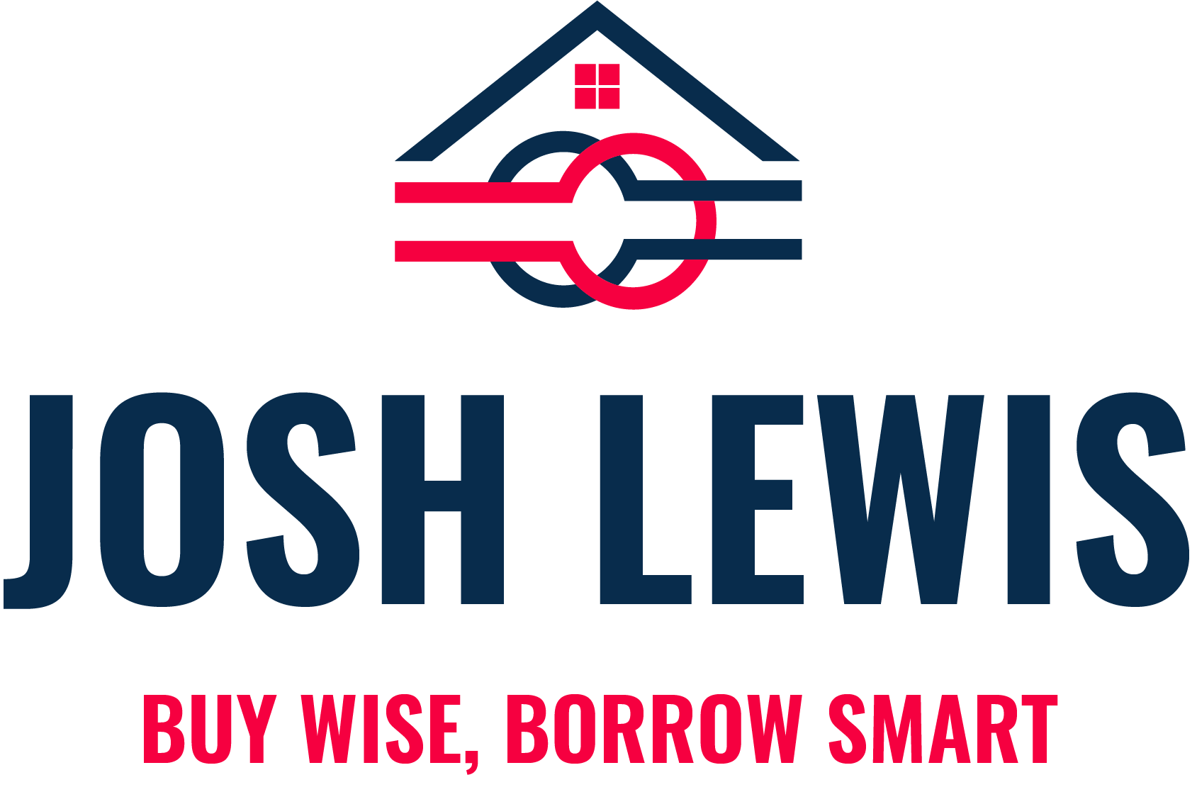 Josh Lewis logo with red and navy house icon and slogan &ldquo;Buy Wise, Borrow Smart&rdquo;